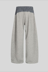 Plaid Panel Barrel Leg Sweatpants