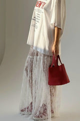 Jacquard Lace High Waist Maxi Skirt
