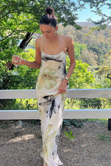 Floral Backless Vacation Cami Party Dress