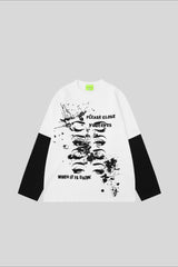 Grunge Eye Graphic Contrast Layered Tee