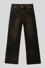 Eagle Angel Embroidered Wide Leg Jeans