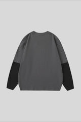 Cartoon Graphic Contrast Layered Long Sleeve Tee
