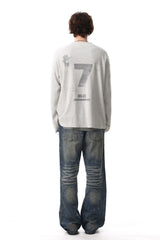Faded Flag Number Graphic Long Sleeve T-Shirt
