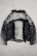 Leopard Jacquard Hooded Button Knit Cardigan