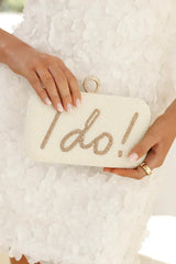 I DO Sequin Clutch - Gold/White