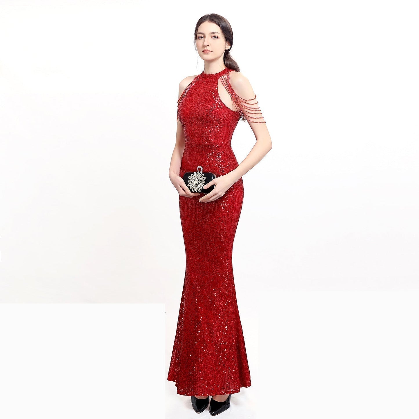 Harper formal Stylish sequin halterneck dress