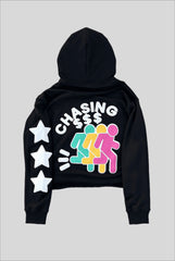 Chasing Money Cropped Graphic Hoodie