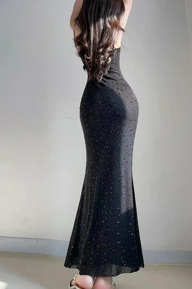 Sexy Sequin Sleeveless Spaghetti Strap Maxi Dress
