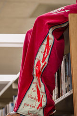 Red Typography Panel Zip Pocket Pants