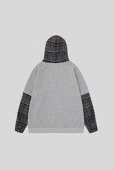 Layered Plaid Typography Pullover Hoodie