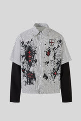 Layered Gothic Stripe Graphic Long Sleeve Shirt