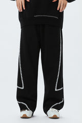 Deconstructed Shell Embroidered Straight Leg Sweatpants