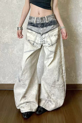 Digital Graphic Low Rise Straight Leg Jeans