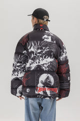 Anime All Over Graphic Puffer Jacket