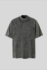 Studded Distressed Collar Washed Oversized Tee