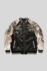 Phoenix Embroidered Satin Bomber Jacket