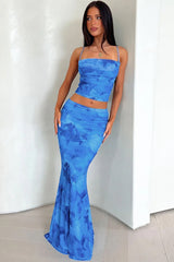 Cami Crop Top Bodycon Midi Skirt Set