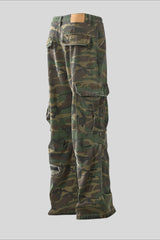 Distressed Camo Straight Leg Cargo Pants