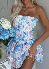 Strapless Floral Dress