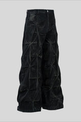 Origami Pleat Wide Leg Jeans