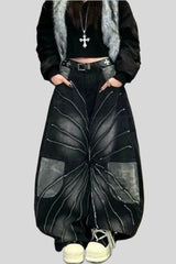 Camo Panel Baggy Wide Leg Jeans