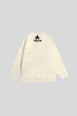 Fuzzy Typography Relaxed Crew Neck Sweater
