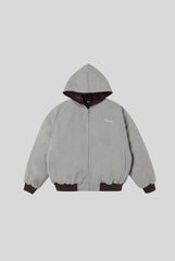 Contrast Lined Minimal Hooded Zip Coat