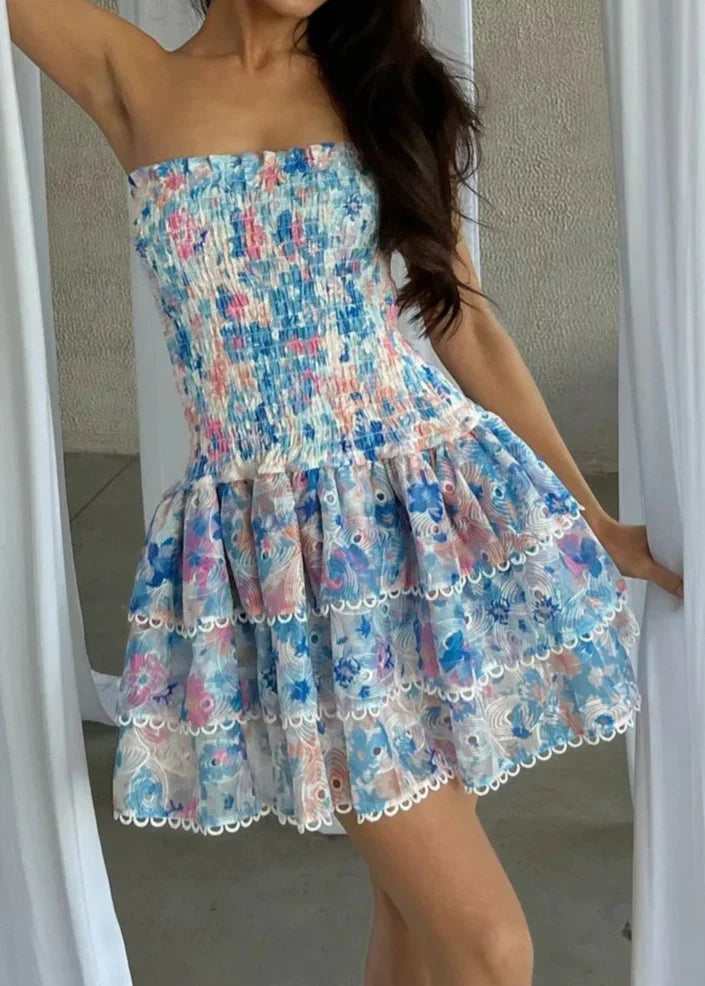Strapless Floral Dress