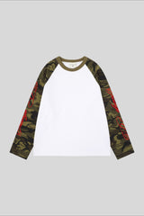 Camo Sleeve Embroidered Raglan Long Sleeve Tee