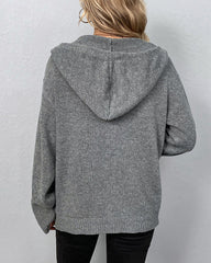 FERNANDA - SOLID HOODED JACKET WITH DRAWSTRINGS