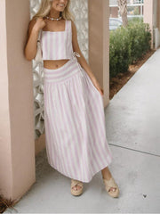 TIFFANY - PINK AND WHITE SUMMER SKIRT SET