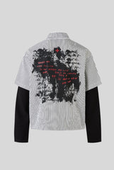 Layered Gothic Stripe Graphic Long Sleeve Shirt