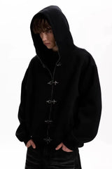 Metal Toggle Hooded Relaxed Black Coat