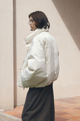 Stand Collar Zip Up Puffer Coat