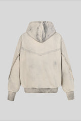 Deconstructed Seam Zip Pocket Pullover Hoodie