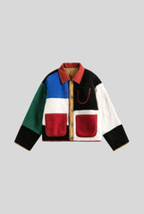 Color Block Sherpa Patch Pocket Coat