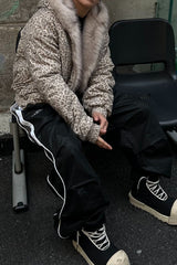 Leopard Faux Fur Lined Hooded Puffer Coat