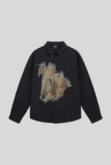 Abstract Illustration Oversized Long Sleeve Shirt
