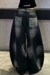 Camo Panel Baggy Wide Leg Jeans