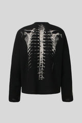 Skeleton Graphic Waffle Oversized Long Sleeve Tee