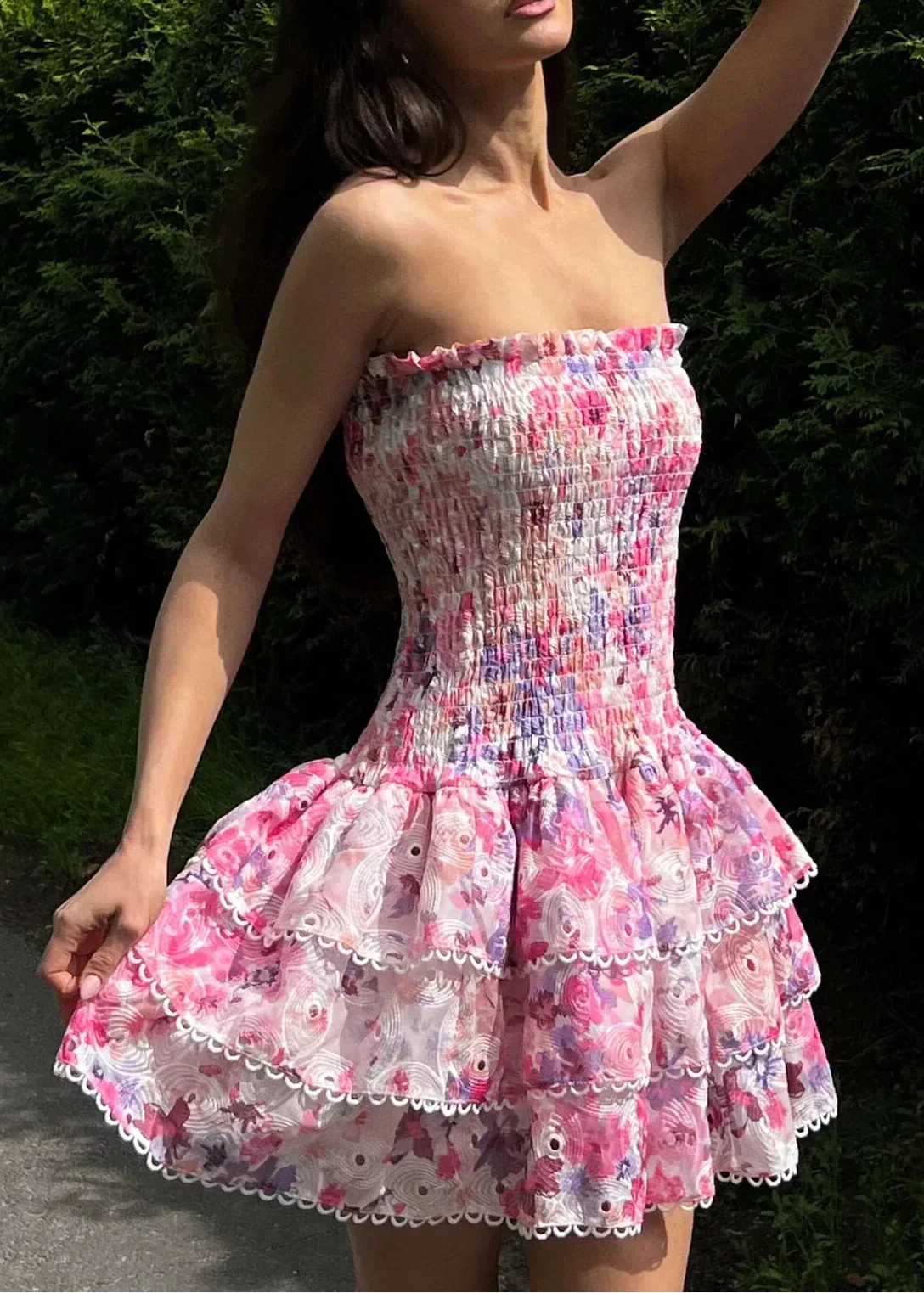 Strapless Floral Dress