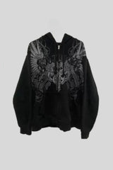 Gothic Graphic Relaxed Full Zip Hoodie