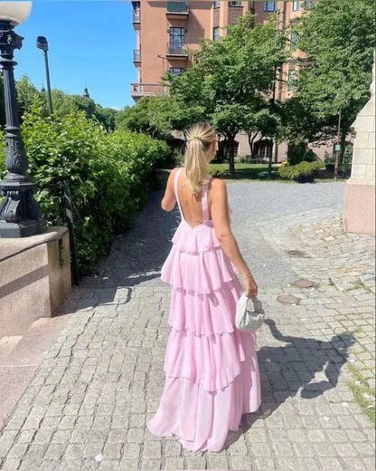 Ruffle Backless Maxi Dress