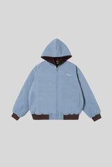 Contrast Lined Minimal Hooded Zip Coat