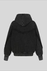 Deconstructed Seam Zip Pocket Pullover Hoodie