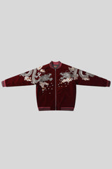 Flying Dragon Embroidered Satin Bomber Jacket