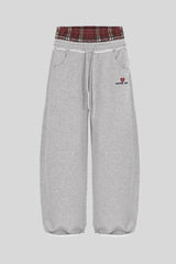 Stripe Embroidered Double Waist Sweatpants
