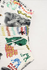 Graffiti Print Wide Leg Cargo Pants