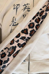 Leopard Panel Calligraphy Zip Hoodie
