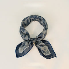 Paisley Faux Linen Square Hair Neck Sun Scarf